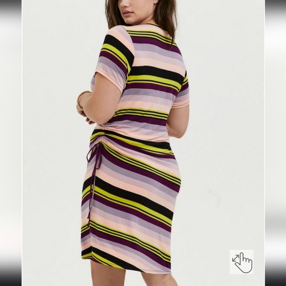 TORRID Mini Jersey Multi Striped Tee Shirt Dress Sz00 Bodycon Rayon-Spandex - Picture 3 of 14